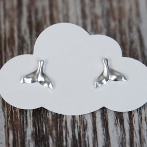 Sterlingzilveren oorbellen walvisstaart, oorknopjes, 8 x 10 mm, verjaardagscadeau, kinderoorbellen, kindersieraden, kindersieraden