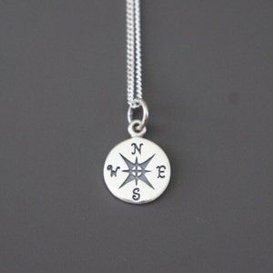 Compass Necklace, Sterling Silver, Traveler&#39;s Gift, Daughter Gift, Birthday Gift