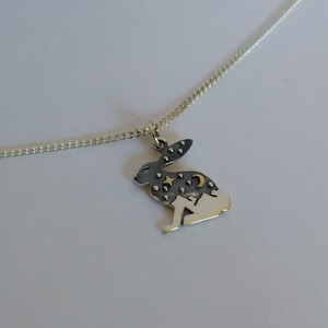 Sterling Silver Rabbit Necklace, Bunny Necklace, Initial Necklace, Children Jewelry, Girl Gift, Birthday Gift, Kids Gift