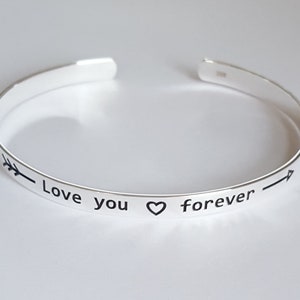 Sterling silver cuff, Engraved cuff, Love you forever, Birthday Gift, Woman Gift, Girl Jewelry, Christmas Gift