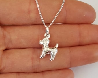 Sterling Silver Dog Necklace, Poodle Necklace, Birthday Gift, Kids Jewelry, Girls Necklace, Shipping from USA