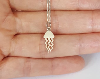 Jellyfish Necklace, Sterling Silver, Nautical Necklace, Bridesmaid Gift, Birthday Gift, Children's Jewelry, Kids Jewelry