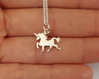 Sterling Silver Unicorn Necklace, 12x14mm, Unicorn Necklace, Birthday Gift, Kids Jewelry, Girls Necklace, Shipping from USA