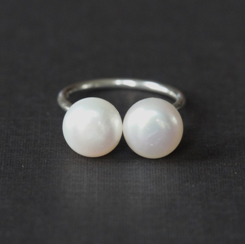 Anniversary Gift Wedding Gift Engagement Gift 8mm Sterling Silver Pearl Ring Genuine Freshwater Pearls Birthday Gift