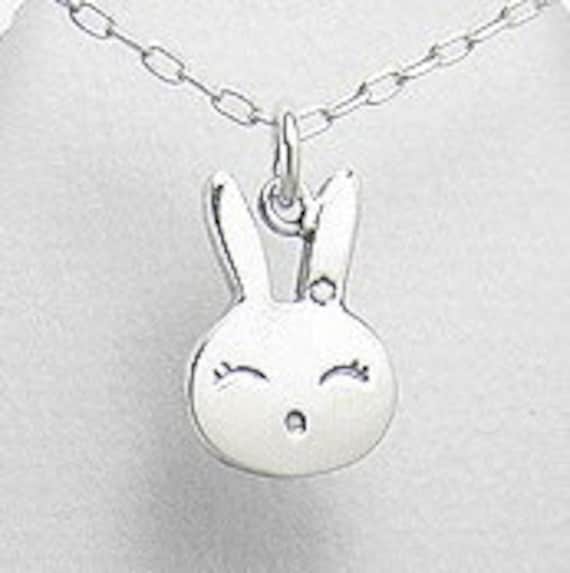 silver bunny necklace