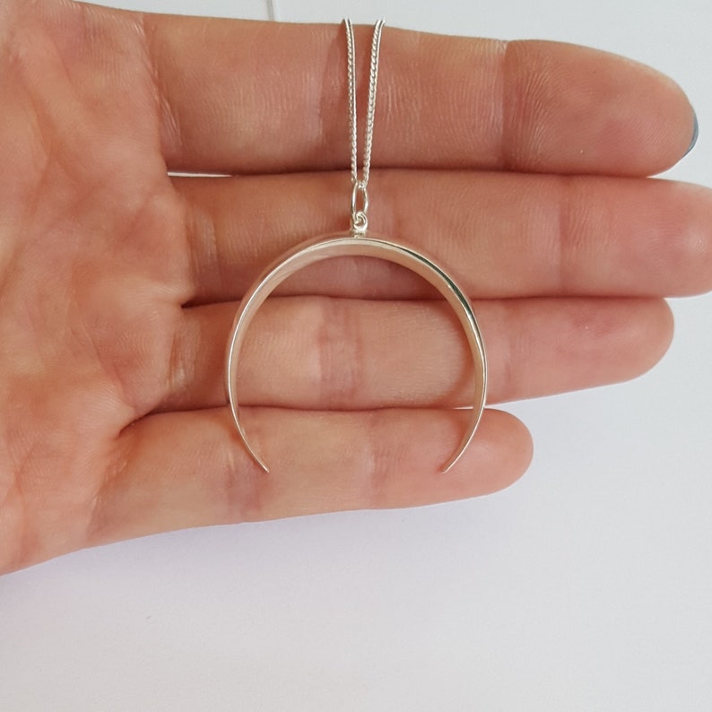 Shipping from USA 33mm Sterling Silver Moon Necklace Crescent Moon Necklace Birthday Gift