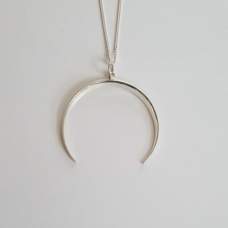 Shipping from USA 33mm Sterling Silver Moon Necklace Crescent Moon Necklace Birthday Gift