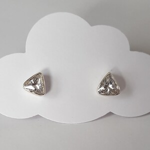 Cubic Zirconia Triangle Earrings, Geometric Earrings, 6mm, Stud Earrings, Sterling Silver, Kids Jewelry, Christmas Gift, Birthday Gift