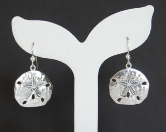 Sterling Silver Sand Dollar Earrings, Nautical Jewelry, Beach Jewelry, Birthday Gift, Mother's Gift