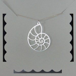 Nautilus Necklace, Sterling Silver, Seashell, Handmade Necklace, Birthday Gift,  Bridesmaid Gift,Made in USA