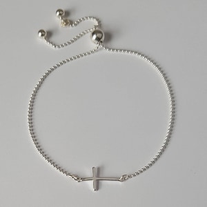 Sterling Silver Cross Bracelet, Sterling Silver Ball Chain, Box Chain ...