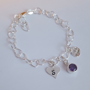 Sterling Silver charm bracelet, Sterling silver Zodiac Sign, Personalized Bracelet, Initial Bracelet, Birthstone bracelet, Birthday Gift