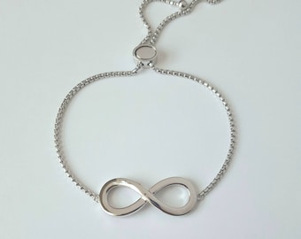 Sterling Silver Infinity Bracelet, Sterling Silver Chain, Adjustable Bracelet, Unisex Bracelet, Birthday Gift, Man Jewelry