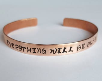 Copper Personalized Bangle, Custom braclet, Inspirational Bracelet, Hand Stamped, Personal Message, Birthday Gift, Children's Jewelry