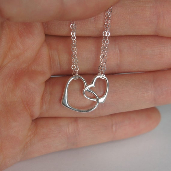 Sterling silver double heart cheap necklace