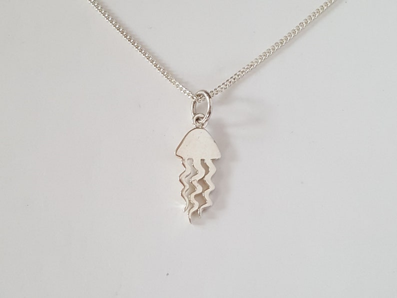 Jellyfish Necklace Sterling Silver Nautical Necklace Etsy