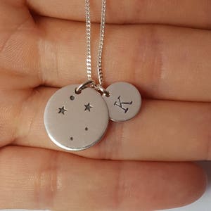 Sterling Silver Libra Necklace, Personalized Jewelry, Initial Zodiac Necklace, Constellation Necklace, Mother&#39;s Gift, Birthday Gift