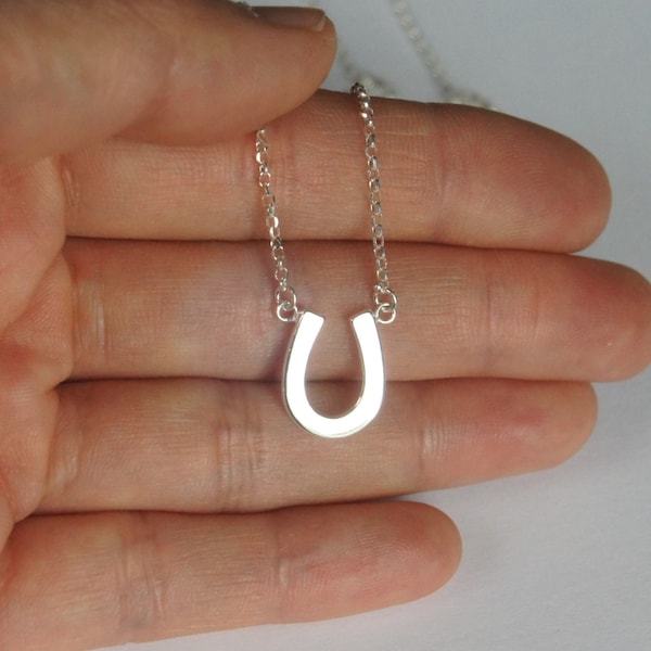 Sterling Silver Horseshoe Necklace, Lucky Necklace, Birthday Gift, Children's Necklace, Kid's Gift