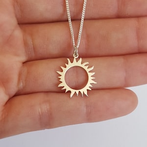 Sterling Silver Sun Necklace, 16mm, Birthday Gift, Shipping from USA