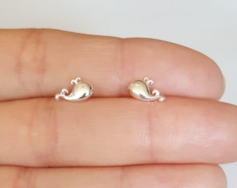 Sterling silver Whale Earrings, Tiny whale Earrings, 5x9mm, Stud Earrings, Kids Jewelry, Children Jewelry, Girl Gift, Birthday Gift