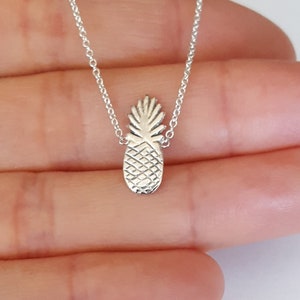 Sterling Silver Pineapple Necklace, Tropical Fruit Necklace, 6x15mm, Birthday Gift, Children&#39;s Jewelry, Kids Jewelry, Girl&#39;s Gift