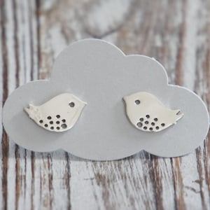Sterling Silver Bird Earrings, Stud Earrings, Birthday Gift, Bridesmaid Gift, Mother&#39;s Day Gift, Children&#39;s Jewelry, Kids Jewelry