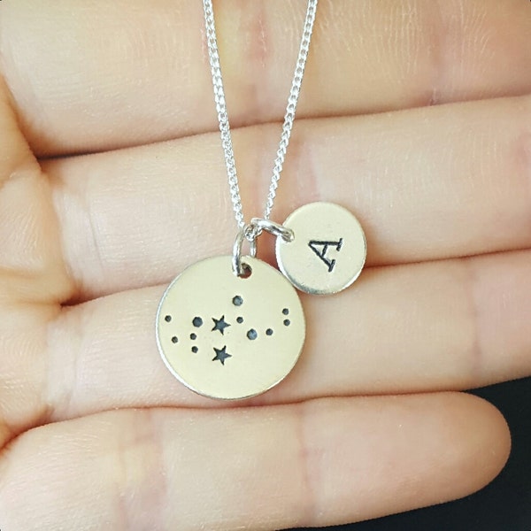 Sterling Silver Virgo Necklace, Personalized Jewelry, Initial Zodiac Necklace, Constellation Necklace, Mother's Gift, Birthday Gift