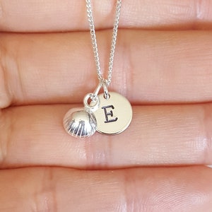 Tiny Clam Necklace, Sterling Silver, Nautical Necklace, Seashell Necklace, Birthday Gift, Children&#39;s Jewelry, Kids Jewelry