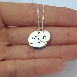 Sterling Silver Aquarius Necklace, Personalized Jewelry, Initial Zodiac Necklace, Constellation Necklace, Mother&#39;s Gift, Birthday Gift