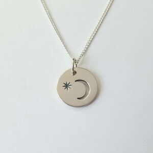 Sterling zilveren maan en ster ketting, moeder cadeau, verjaardagscadeau, kindersieraden, kinderjuwelen
