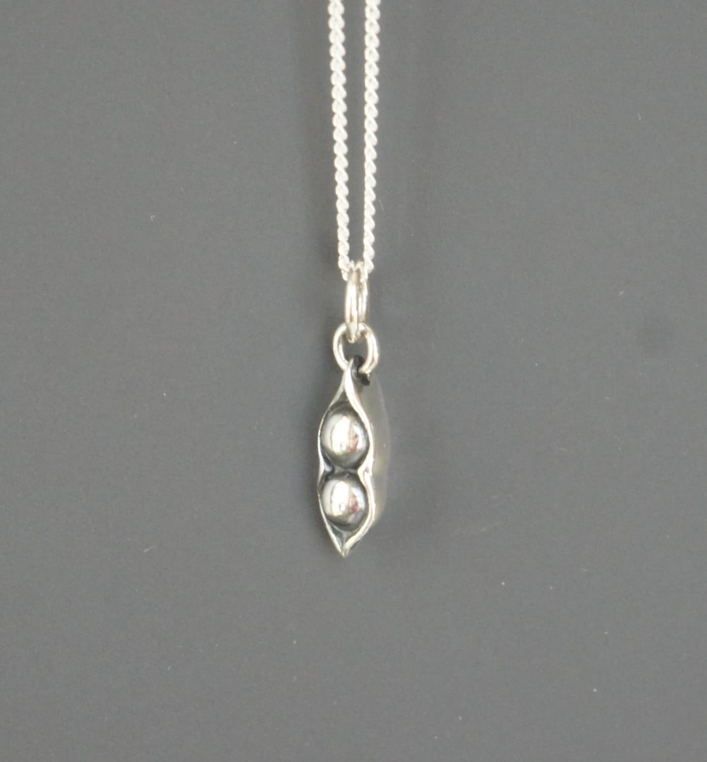 Peapod Necklace Sterling Silver Two Peas Mother Gift - Etsy