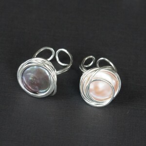 Sterling Silver Pearl Ring, Genuine Freshwater Pearl, 19mm, Birthday Gift, Anniversary Gift, Wedding Gift, Engagement Gift