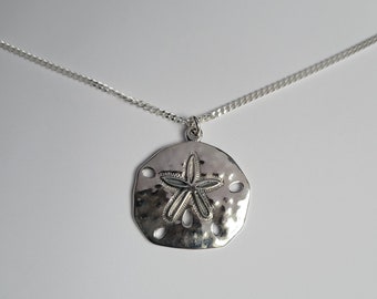 Collar de dólar de arena de plata esterlina, joyería náutica, joyería de playa, regalo de cumpleaños, regalo para la madre, regalo para la dama de honor, joyería para niños
