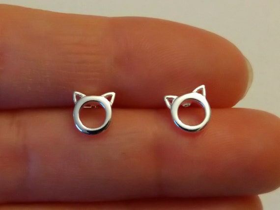 Orecchini gatto in argento sterling 925 per ragazze donna
