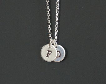 Initial Necklace, Sterling Silver, Personalized Necklace, Hand Stamped Letters, Dainty Necklace, Kids Jewelry, Birthday Gift