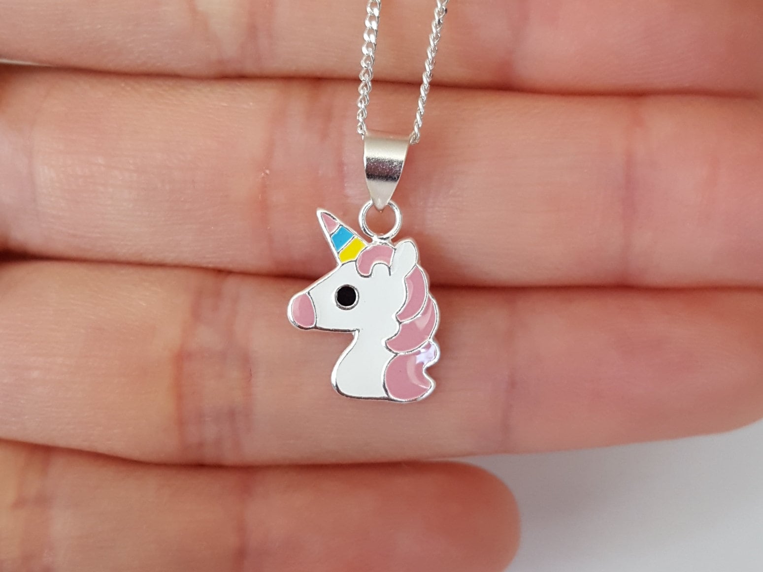 Personalized Unicorn Necklace. Stainless Steel. Little Girls Jewelry. Unicorn Gifts 16 + 2 / Charm & Initial