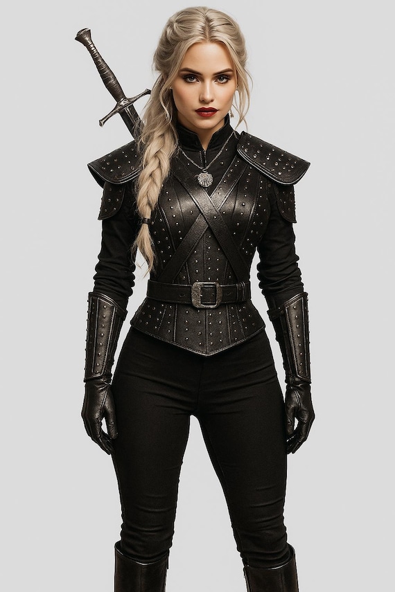 Medieval Warrior Armor Costume: Faux Leather LARP Cosplay Outfit