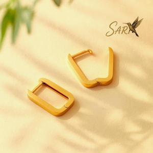 Gold Hoop Earrings in 14K Gold 18MM , Gold Earrings for Women, 14K Real Gold Dainty Simple Hoop Earrings, Minimalist Jewelry, Gift for Her