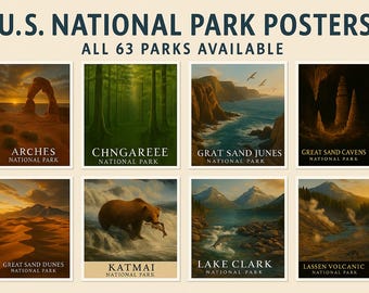 Vintage Nationalpark Poster Set: Retro Reise Kunstdrucke (Digitaler Download