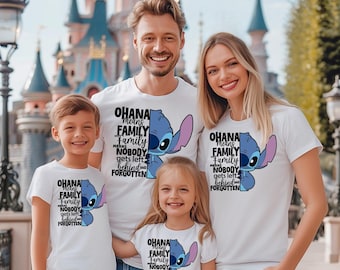 Camiseta de Stitch, Camiseta Ohana Means Family, Viaje familiar a Disney 2026, Camiseta de Lilo y Stitch, Camisetas para vacaciones en Disney, Regalo de Stitch para niños, A juego