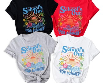 Camiseta retro "Se acabaron las clases por el verano", regalo para el último día de clases, camiseta para profesores de vacaciones de verano, camiseta "Hola, vacaciones de verano", camiseta de fin de curso.