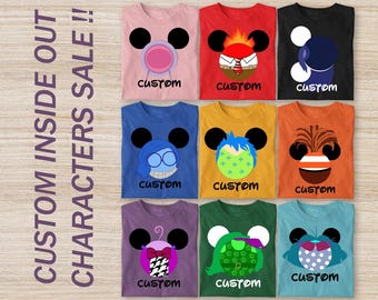 Custom Inside Out Character T Shirts Personalized Emotion Group Outfits for Disney Trips Family Events or Psychology Themed Gifts