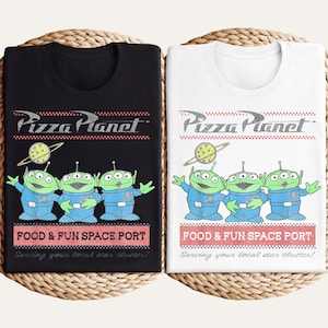 Camiseta Disney Pixar Toy Story Pizza Planet Aliens, Camiseta Little Green Men, Camiseta Food and Fun Space Port, Ropa Space Ranger, Top de película imagen 1