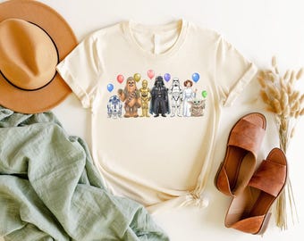 Chemise anniversaire Star Wars, chemises assorties pour la famille Star Wars, t-shirts de groupe Star Wars, Dark Vador, Chewbacca, Yoda, R2D2, chemise anniversaire Disney