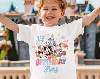 Chemise anniversaire Disney, chemises anniversaire famille assorties, t-shirt voyage Disney personnalisé, chemises équipe Disney Squad, t-shirt anniversaire Mickey Minnie Mouse