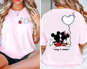 Custom Mickey Minnie Couple Shirts, Personalized Disney Couple Shirts, Mickey Minnie Back to Back Shirt, Disney Anniversary Gift For Couples