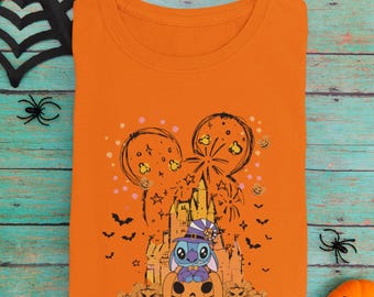 Stitch Witch Shirt, Stitch Halloween Shirt, Halloween Castle Shirt, Disney Halloween Shirt, Spooky Vibes Tee, Disney Spooky Season Shirts