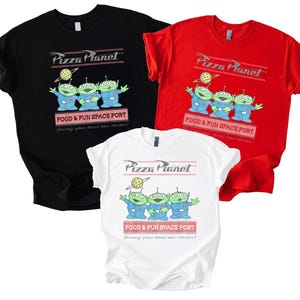 Camiseta Disney Pixar Toy Story Pizza Planet Aliens, Camiseta Little Green Men, Camiseta Food and Fun Space Port, Ropa Space Ranger, Top de película imagen 7