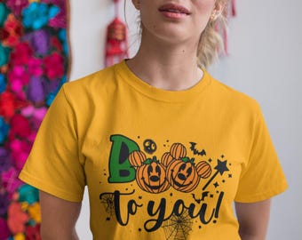 Boo to You Halloween T Shirt Disney Inspired Pumpkin Mickey Minnie Design Spooky Cute Outfit for Fall or Halloween Events