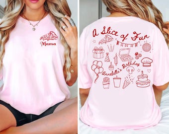Chemise d'anniversaire pizza, chemises d'anniversaire de famille personnalisées, Une tranche d'anniversaire amusante, t-shirt Pizza Party Crew, tenues d'anniversaire maman papa assorties